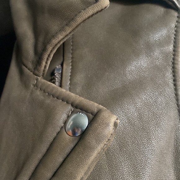 IRO Han leather Moto jacket 36 khaki - Picture 8 of 12